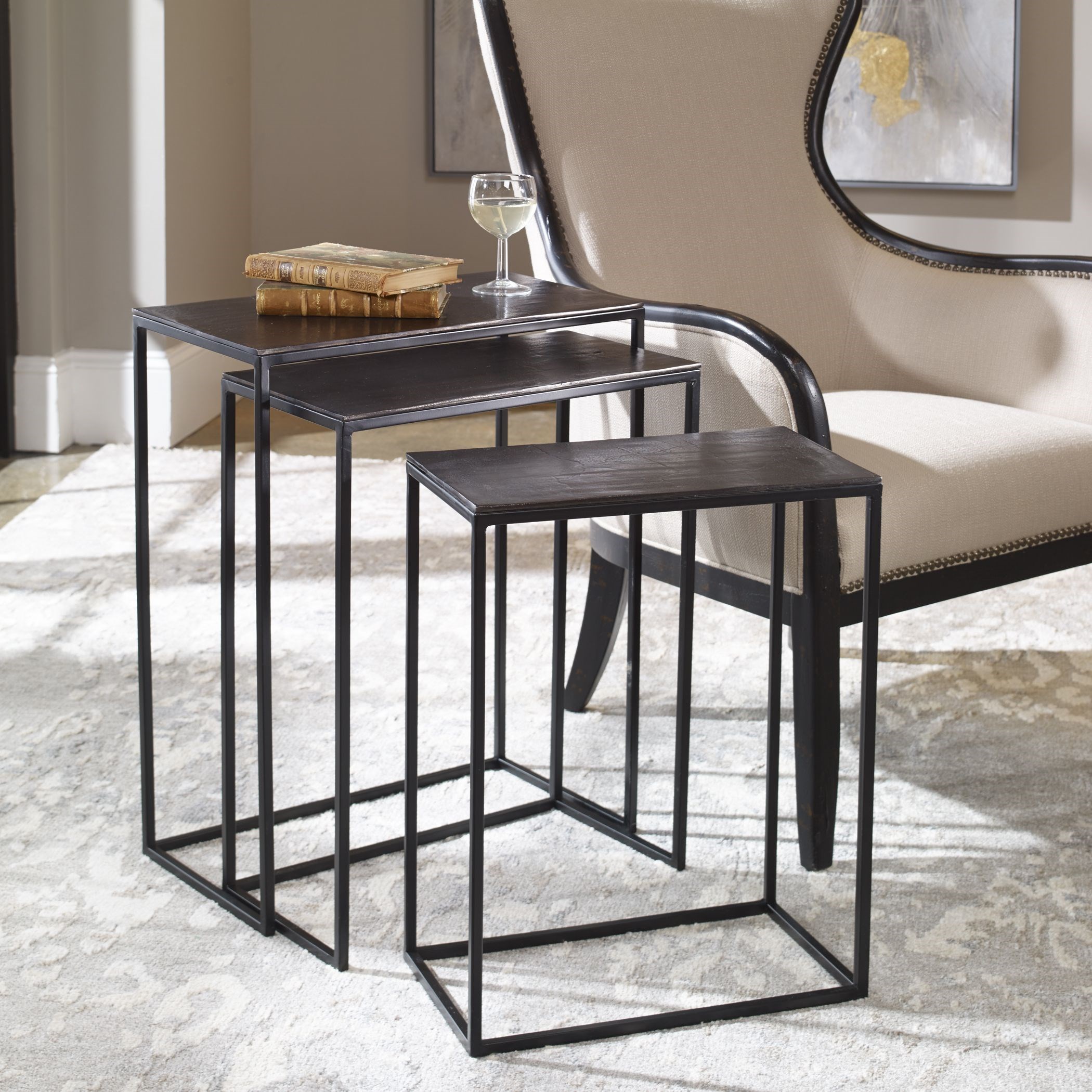 Accent Furniture Occasional Tables Coreene Iron Nesting Tables S/3